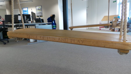 One of PEER1's values, printed on a swing. Very fitting.