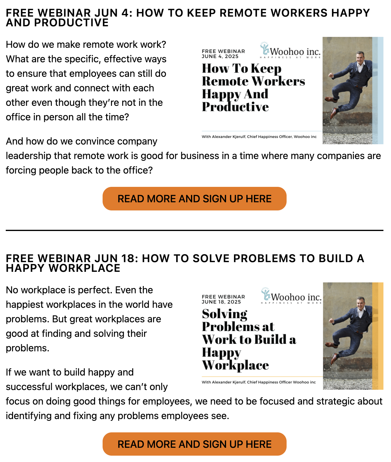Two free webinars coming up: “Remote work” and “How to find and solve problems”